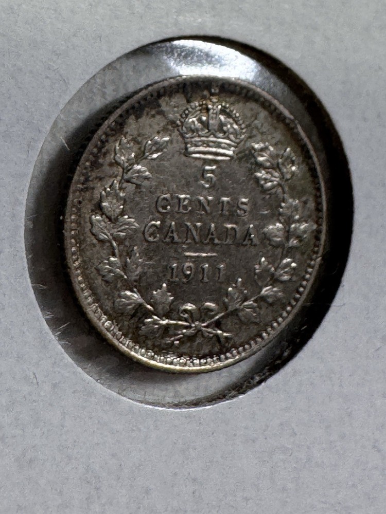 1911 Canada 5 Cents Silver Coin