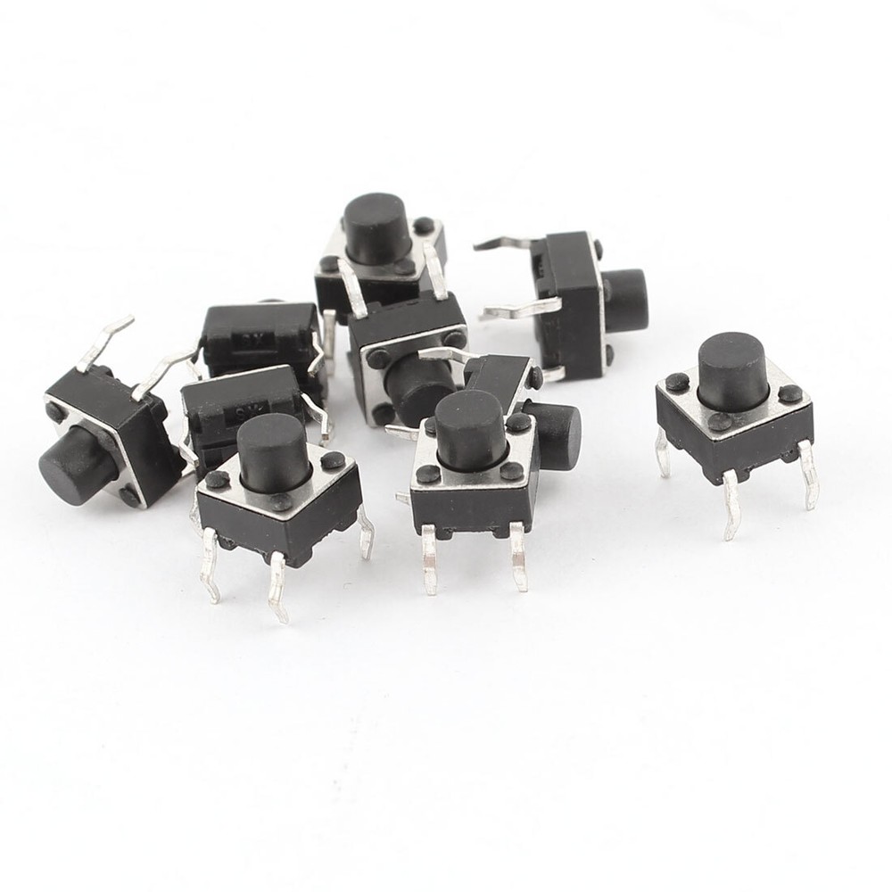 10Pcs 6x6x6mm Momentary 4Pin DIP Micro PCB Round Button Touch Switch