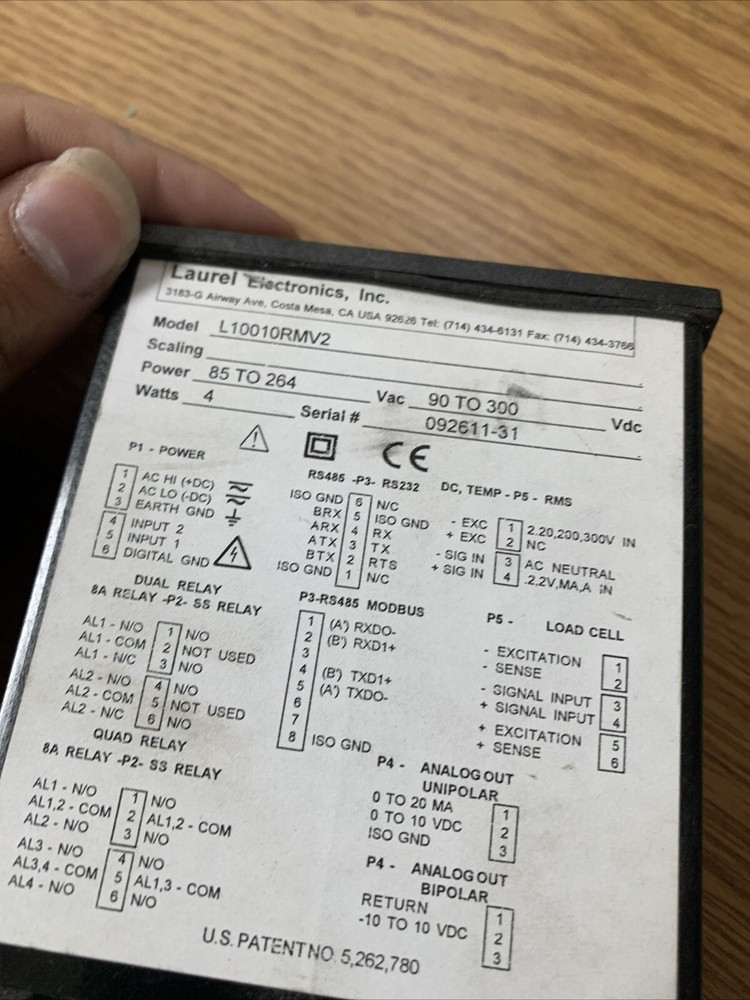 LAUREL ELECTRONICS L10010RMV2 VOLTMETER See Pics