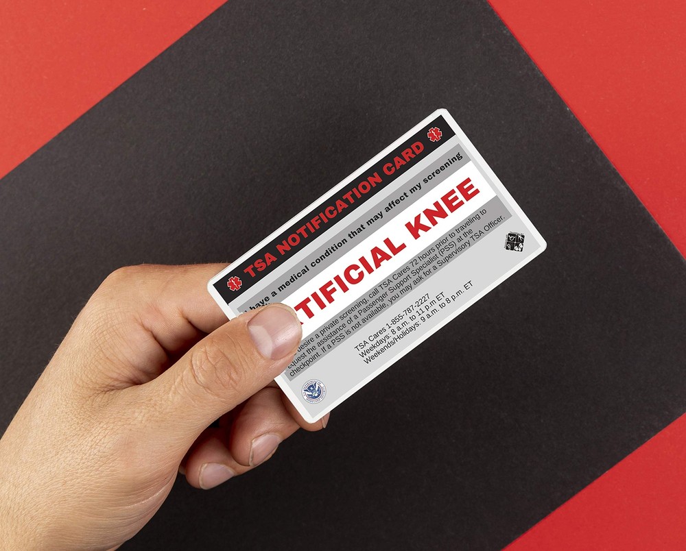 Artificial Knee TSA Notification Wallet Air Travel Card for Knee Replacement