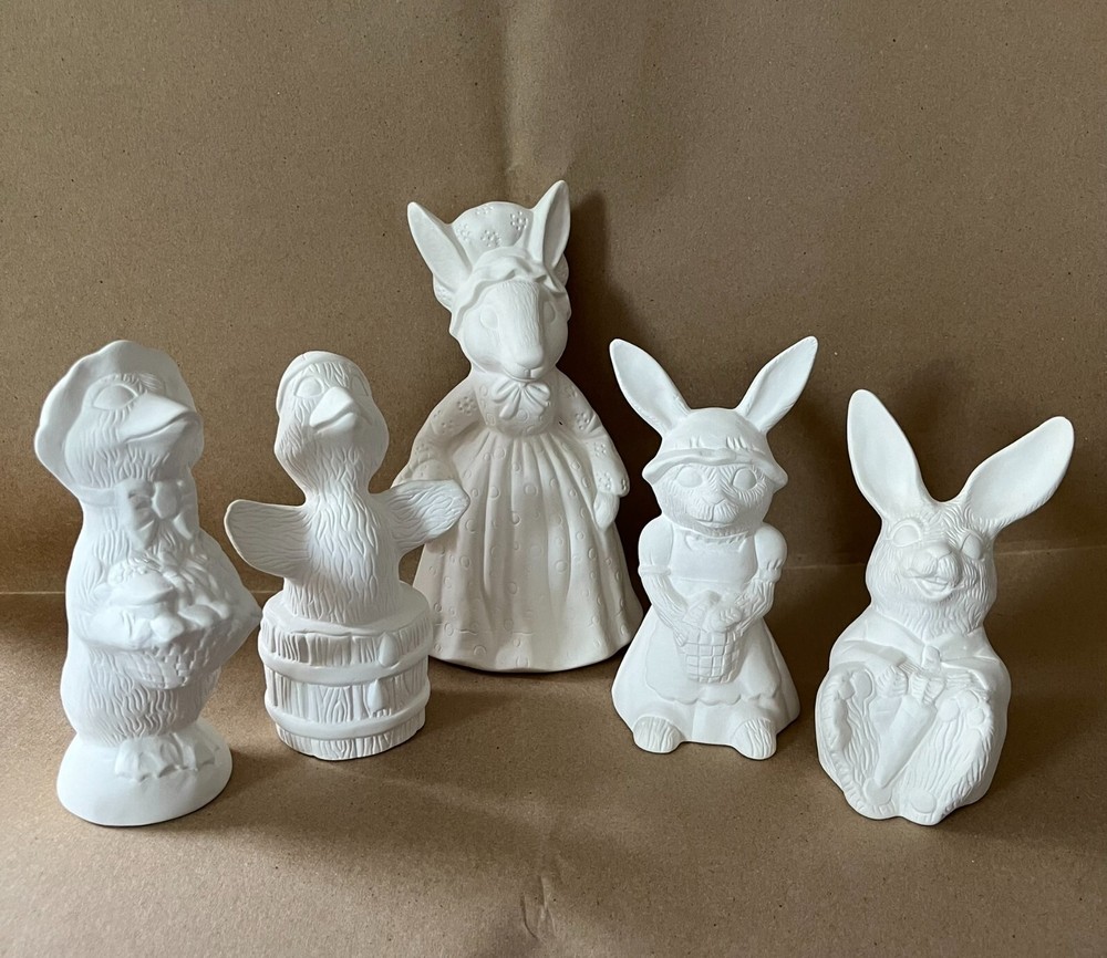 Ceramic Bisque Rabbit Family