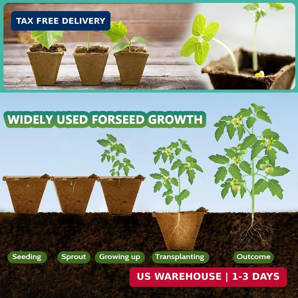 120 Cells Seed Starter Tray, 10 Pack Biodegradable Peat Pots with 100 Labels, Pl