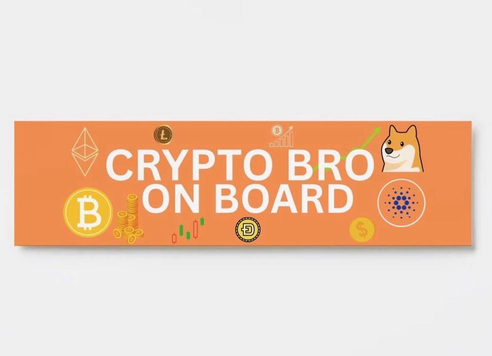 Crypto Bro On Board Bumper Sticker 9x3"