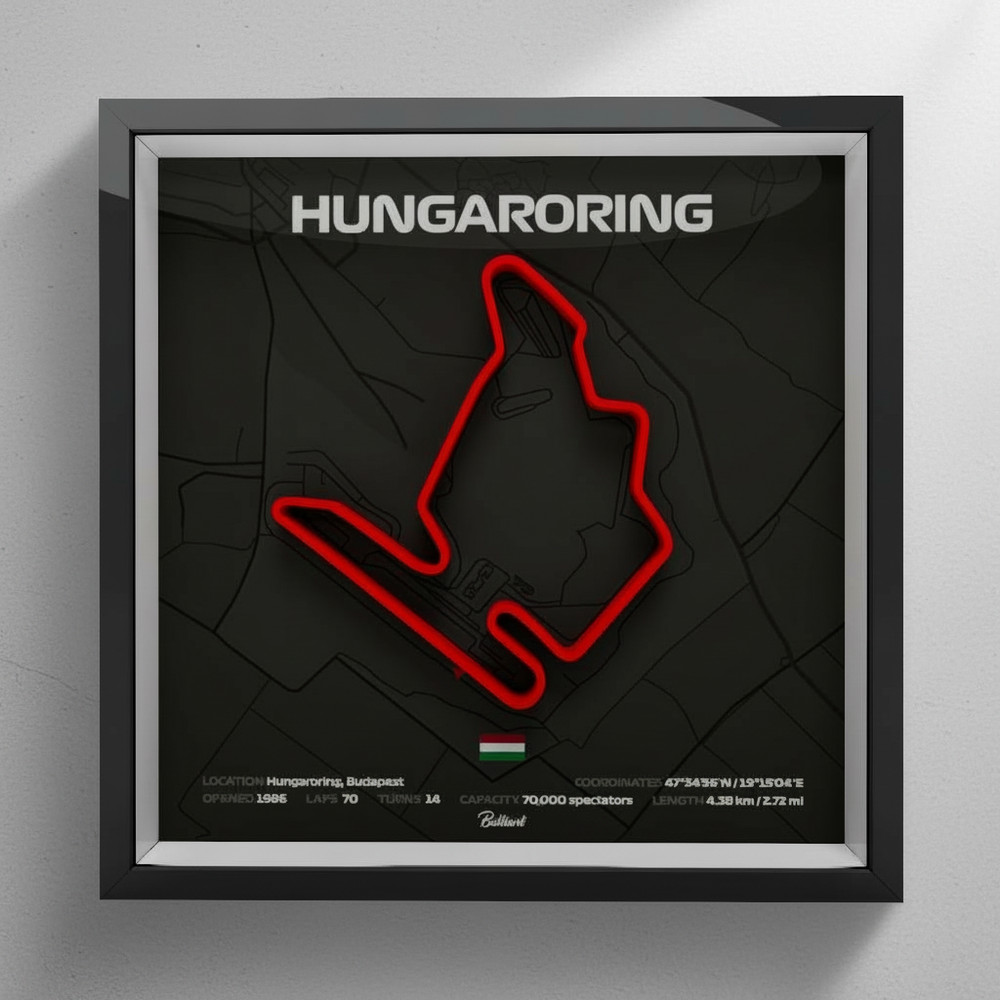 Hungaroring Budapest 3D Shadow Box – Minimalist Formula One Wall Art