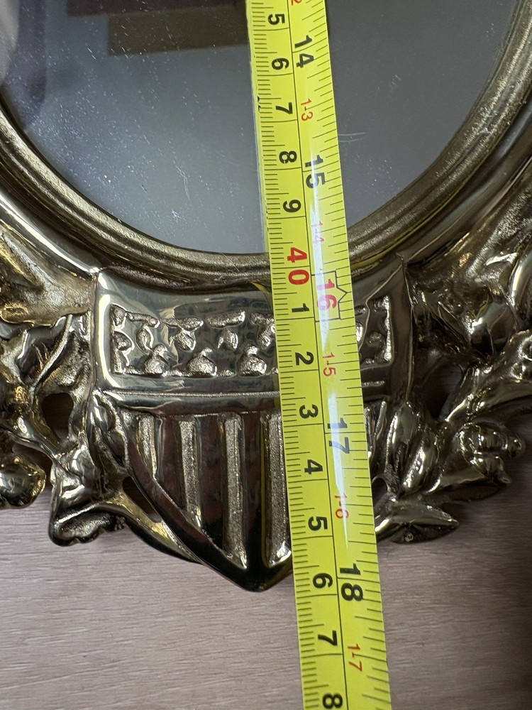CIVIL WAR ERA SOLID BRASS EAGLE FEDERAL SHIELD MIRROR FRAME VINTAGE