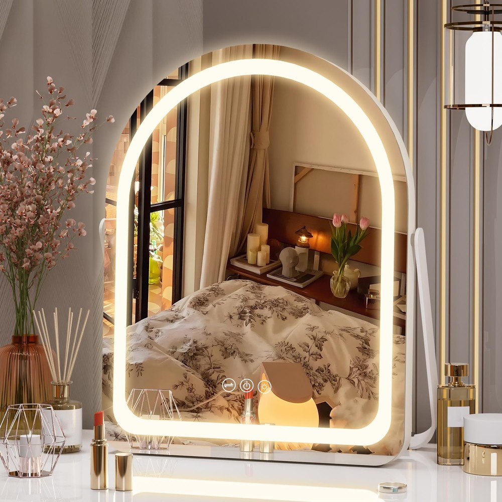 Vanity Mirror with Lights, 11"× 14" Arched LED Makeup Mirror, Lighted Makeup ...