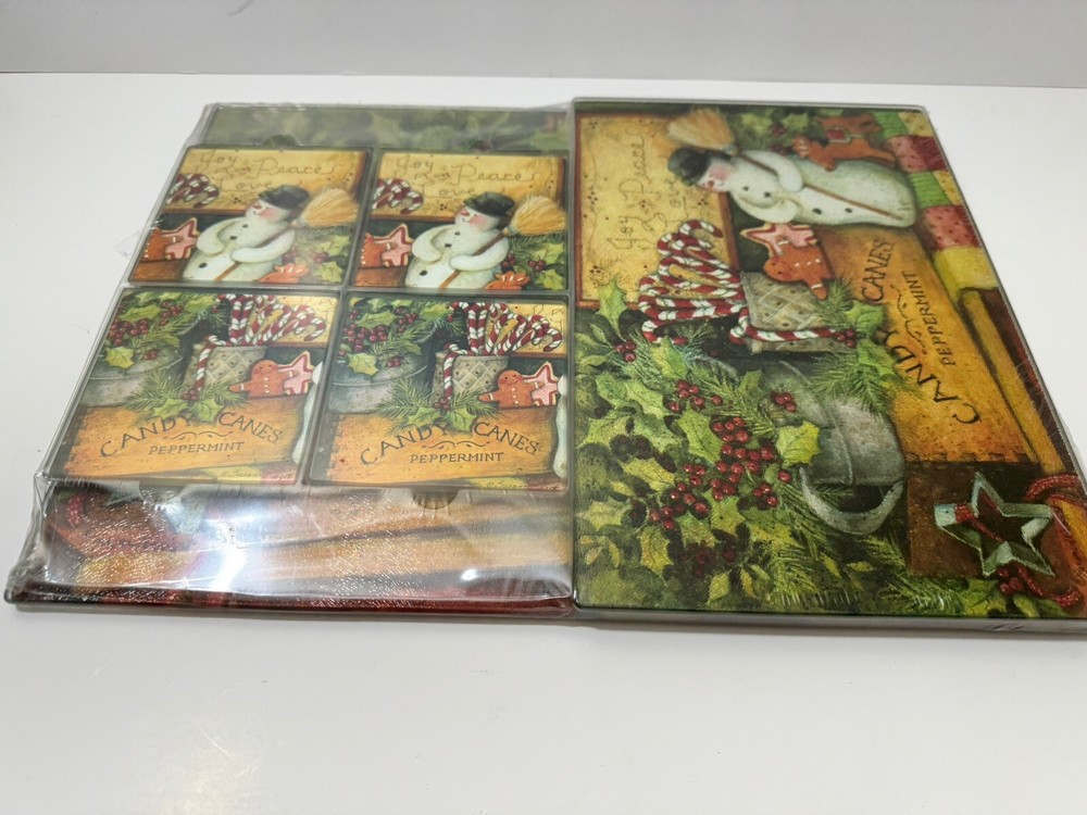 Christmas Cutting Board & Coaster Set – Holiday Kitchen Serving Board – New Gift
