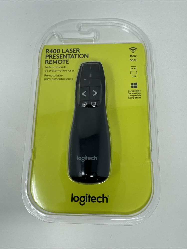 Logitech R400 Presenter Remote Control & Laser Pointer Black 910-001354