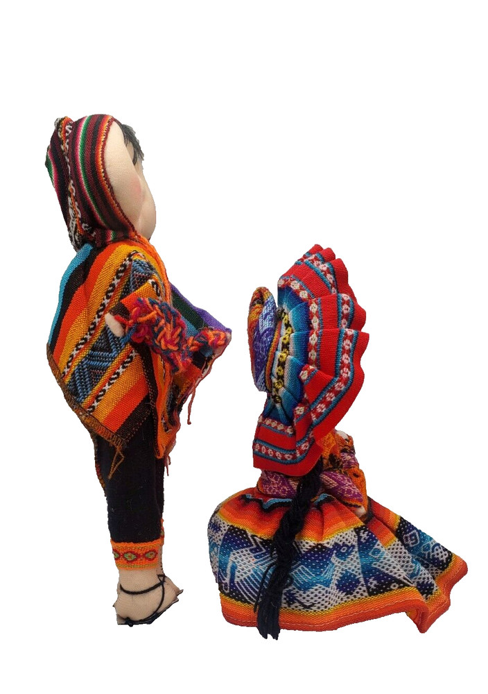 2 Colorful Peruvian Doll Handmade Lady