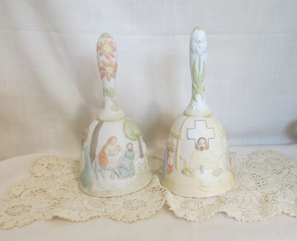 Vintage Lefton Christmas Bell Easter Bell Christopher Collection Hand Painted