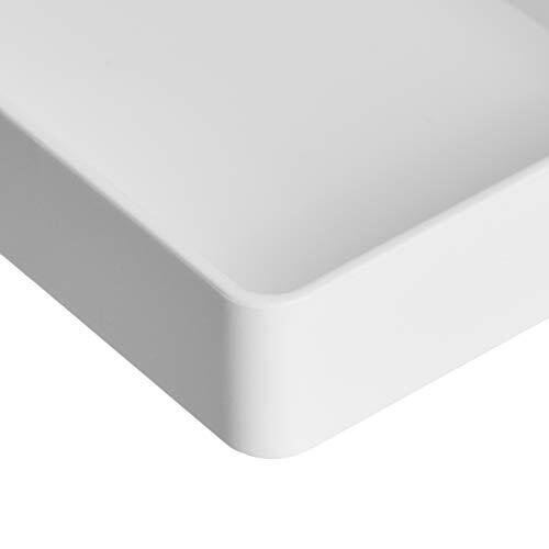 Rectangular Plastic Desk Organizer, Half Accessory Tray, White