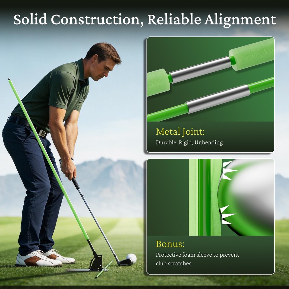 [Upgraded] Golf Alignment Sticks Holder with Angle Adjustment, Metal Base, De...
