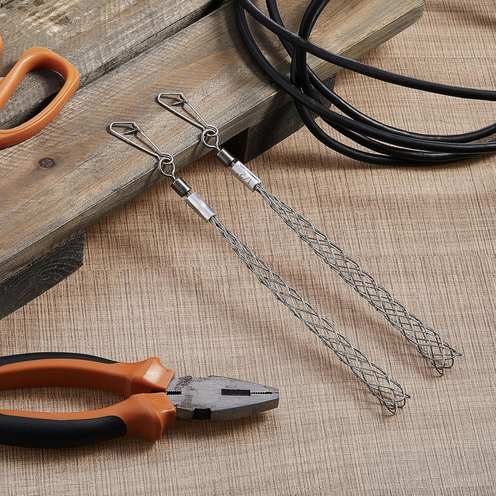 2 Pcs 1/2 in Wire Pulling Grip Mesh Metal Cable Puller Socks Wire Tools for Elec