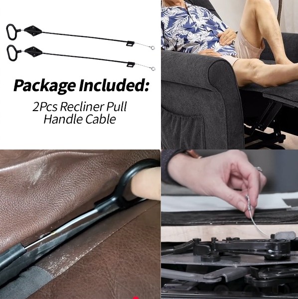 2 x D Ring Parachute Style Recliner Pull Handle Cable For Lazy Boy Couch Sofa
