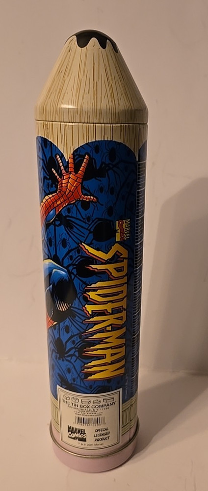Spider-Man Metal Pencil Case with Sharpener, Ruler - 2001 Marvel Comics