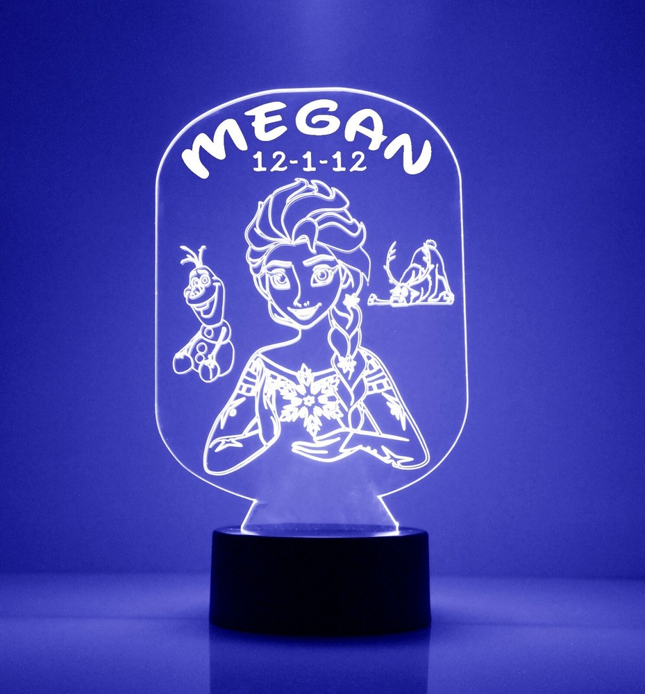 Frozen Personalized FREE Disney Elsa LED Night Light Lamp with Remote Control