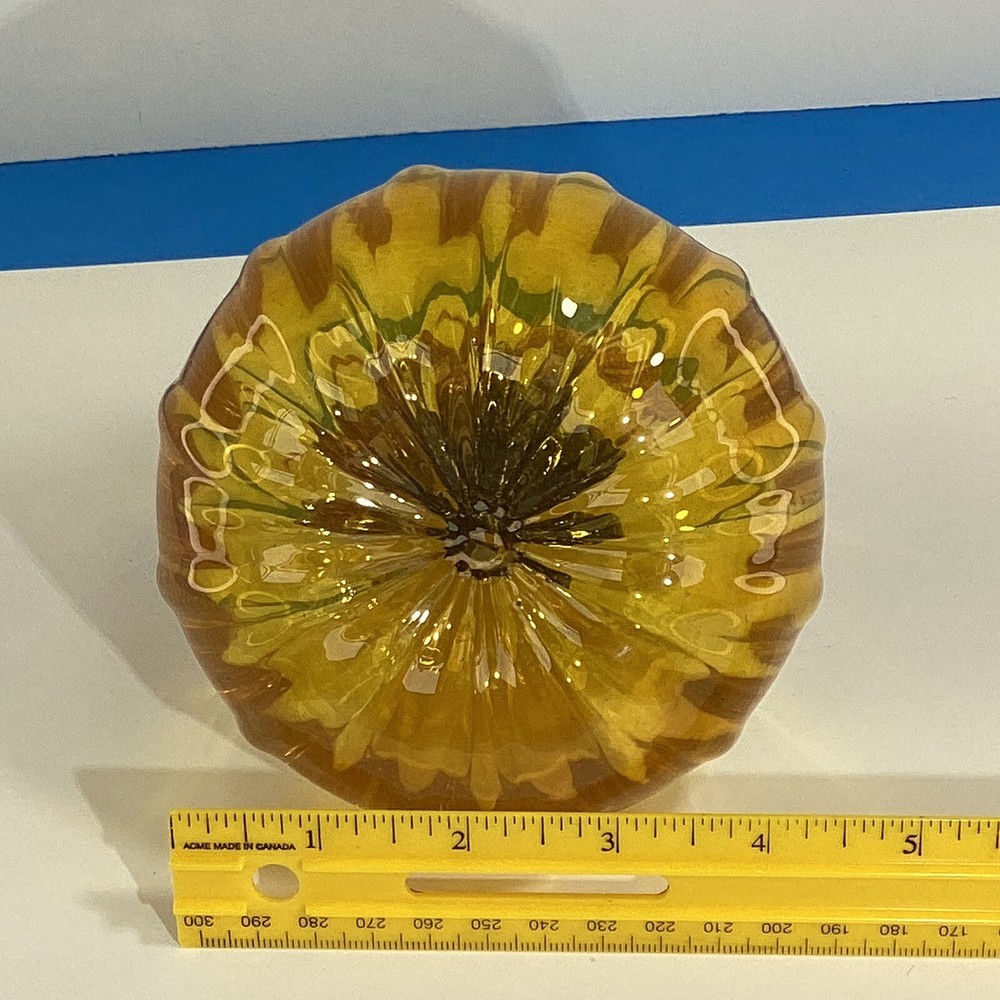 Handblown Amber art class studio crafted pumpkin