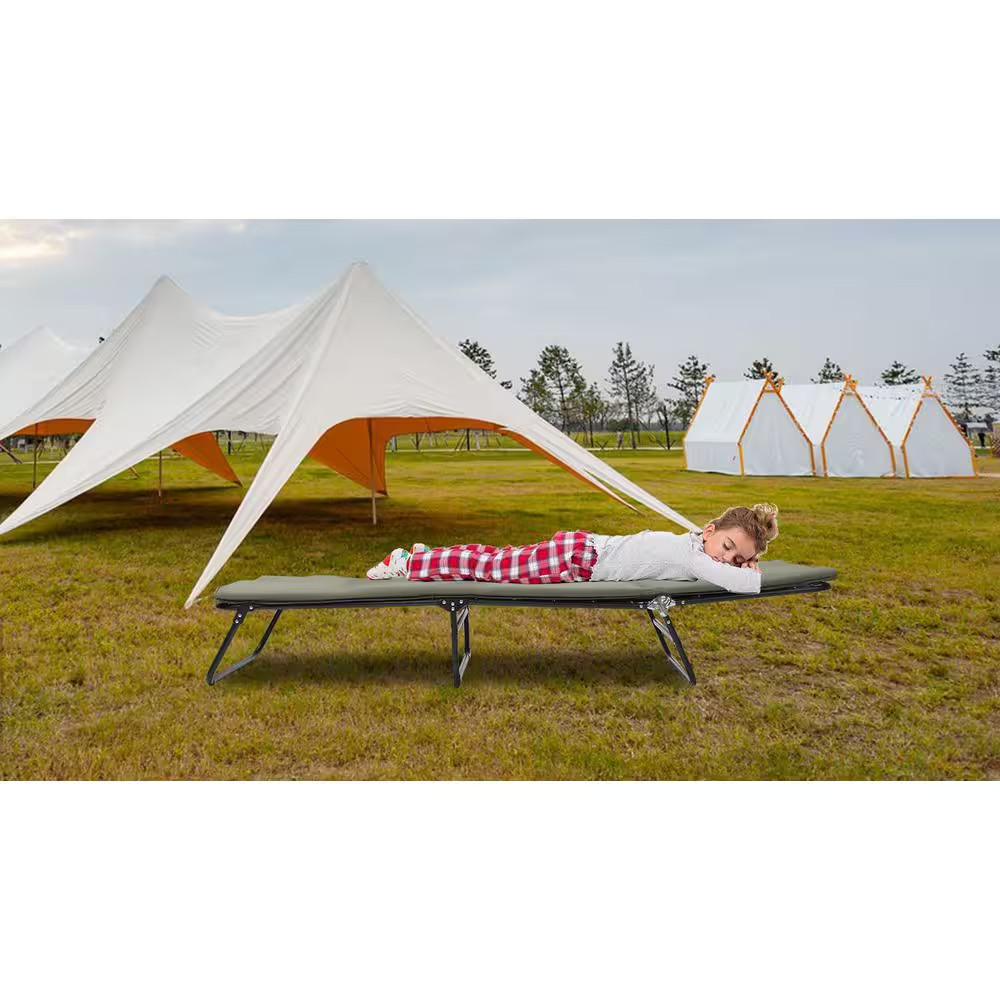 Folding Camping Cot for Adults, 5-Angle Adjustable Camping Cot Heavy Duty Outdoo