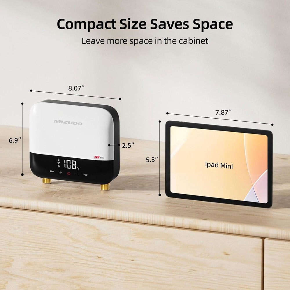 MIZUDO 3.5kW Tankless Water Heater Electric 120V Instant Hot Water for Sinks