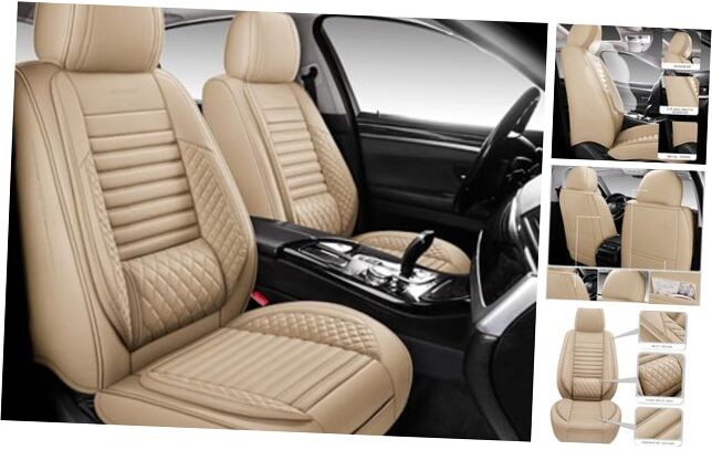Full Coverage Front Set Seat Covers with Waterproof Leather,Lumber Support and
