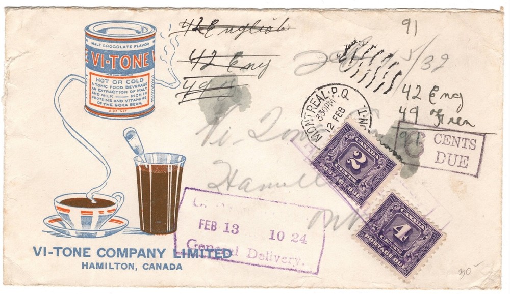 Montreal QC 193? Postage Due / Advertising