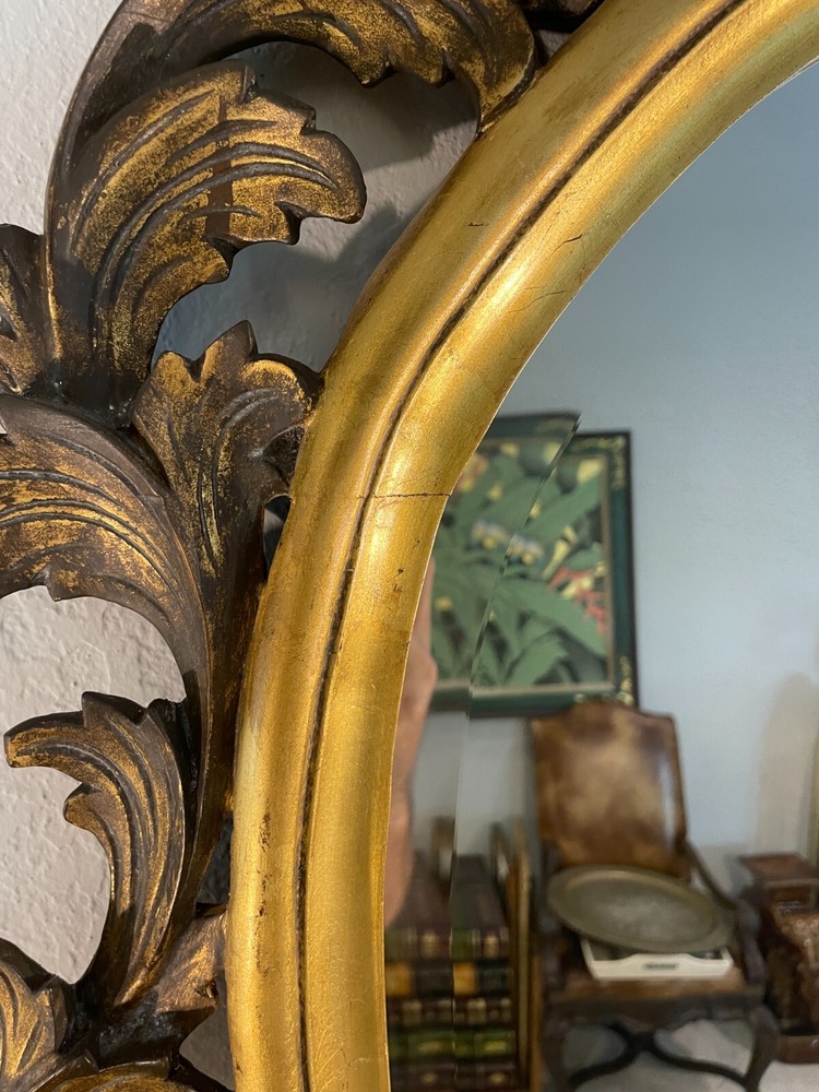 Vintage John Richard Ornate Rococo Solid Wood Gilded Frame Mirror 54" x 33"