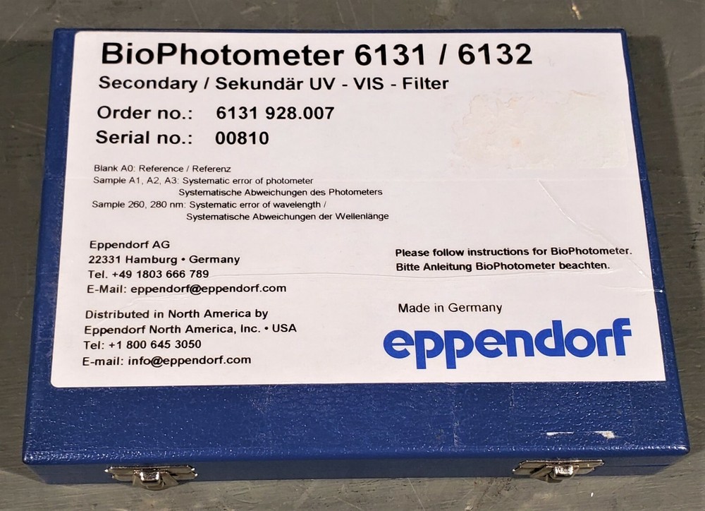 EPPENDORF 6131 / 6132 BIOPHOTOMETER SECONDARY UV-VIS FILTER REFERENCE KIT