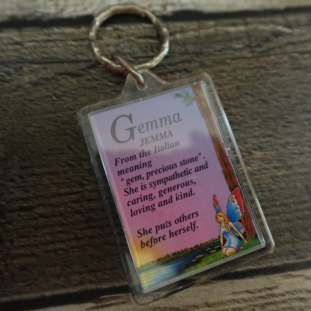 Gemma Personalized Keychain Plastic Novelty Name Definition Meaning Gift