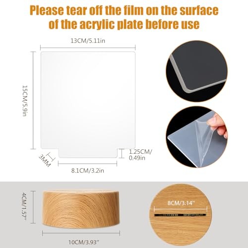 6 Pcs Clear Acrylic Blank Sheets 6 Pcs 3D Night LED Light Lamp Base Square