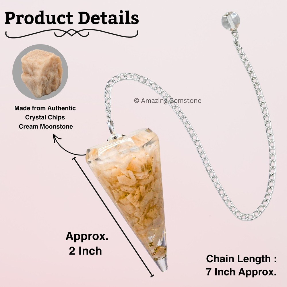 Cream Moonstone Orgone Crystal Pendulums