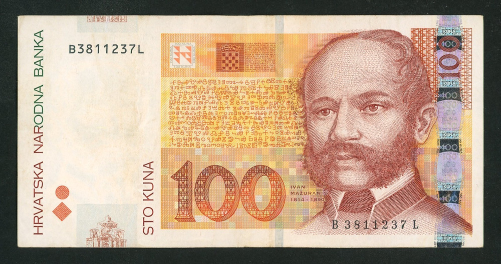 🔴CROATIA   100 Kuna  2012  VF   Serial prefix/sufix:  B-L🔴