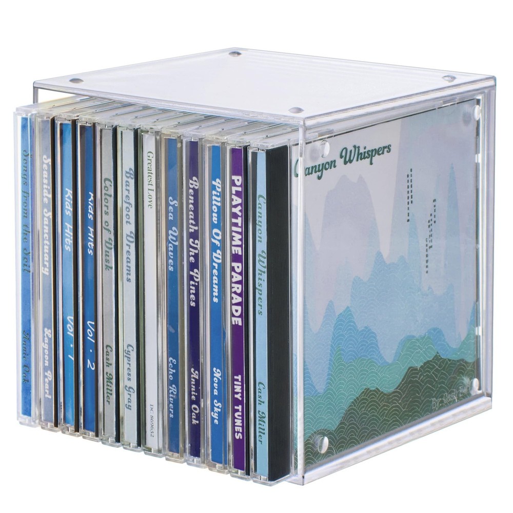STORi Stackable Clear Plastic CD Organizers (2 Pack) Cube Jewel Case Holders ...