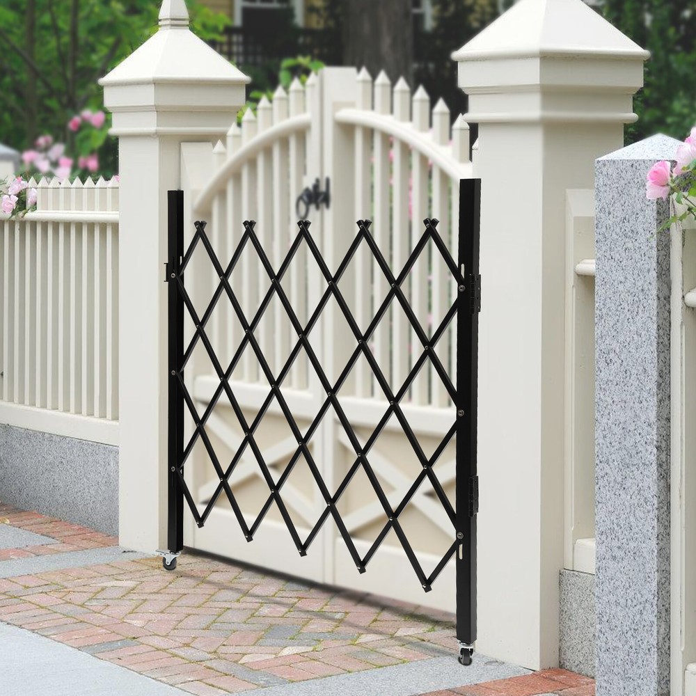 Security Gate Rolling Barricade Single Folding Doors Scissor Gate with Padlock