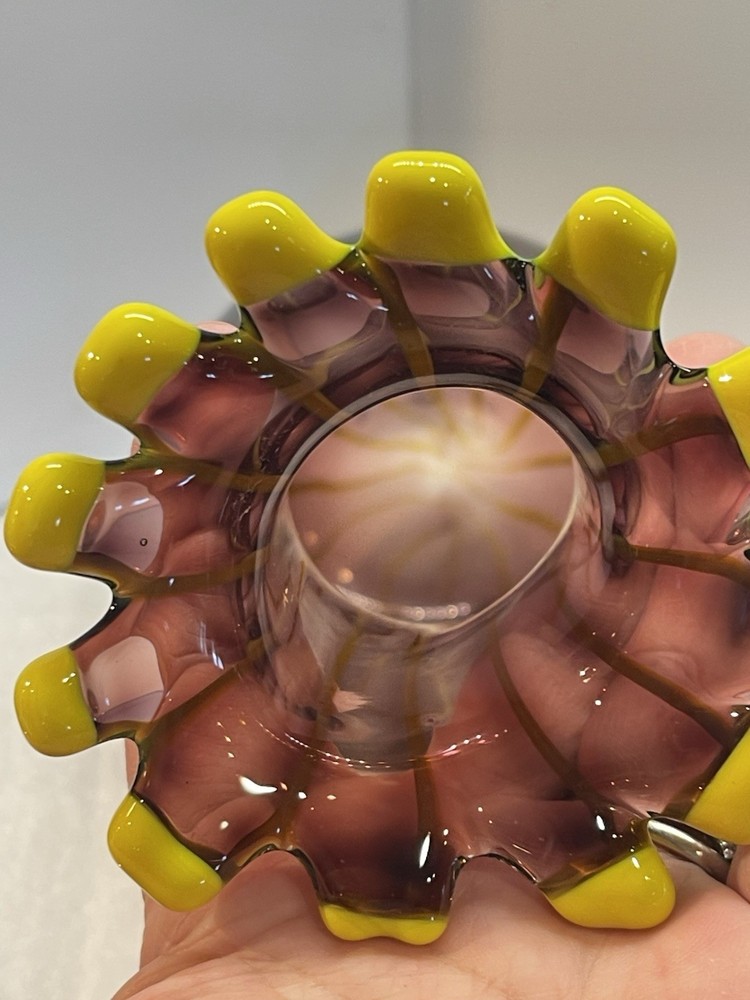 Eastern Curved Purple and Yellow pulled vase