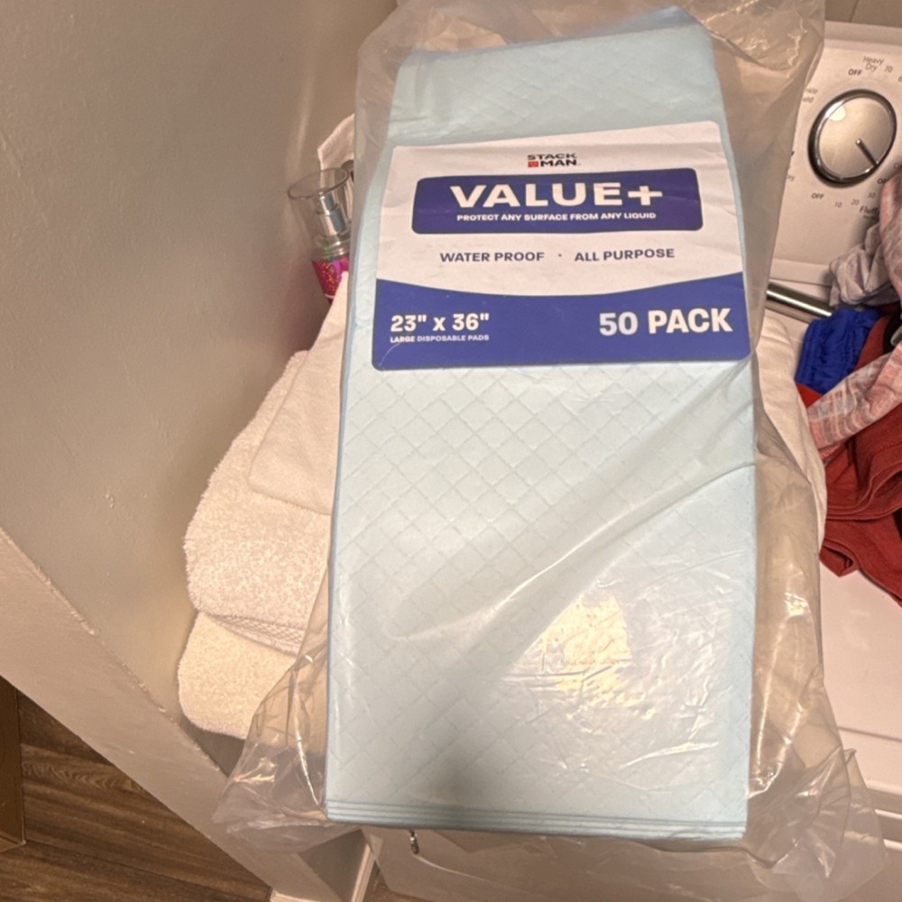 Stack Man Value+ Waterproof Disposable Underpads Blue 23 x 36 in 50 Pack
