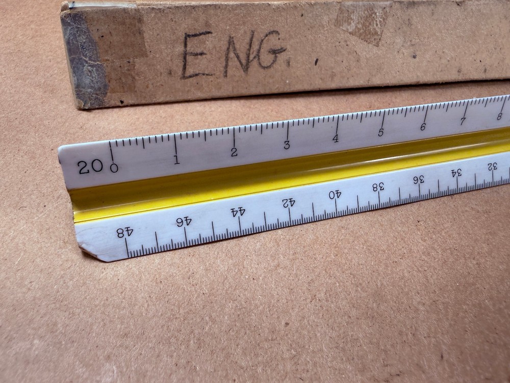 Vintage Arthur Brown 7957P Triangular Drafting Scale Ruler Engineering Scale 12”