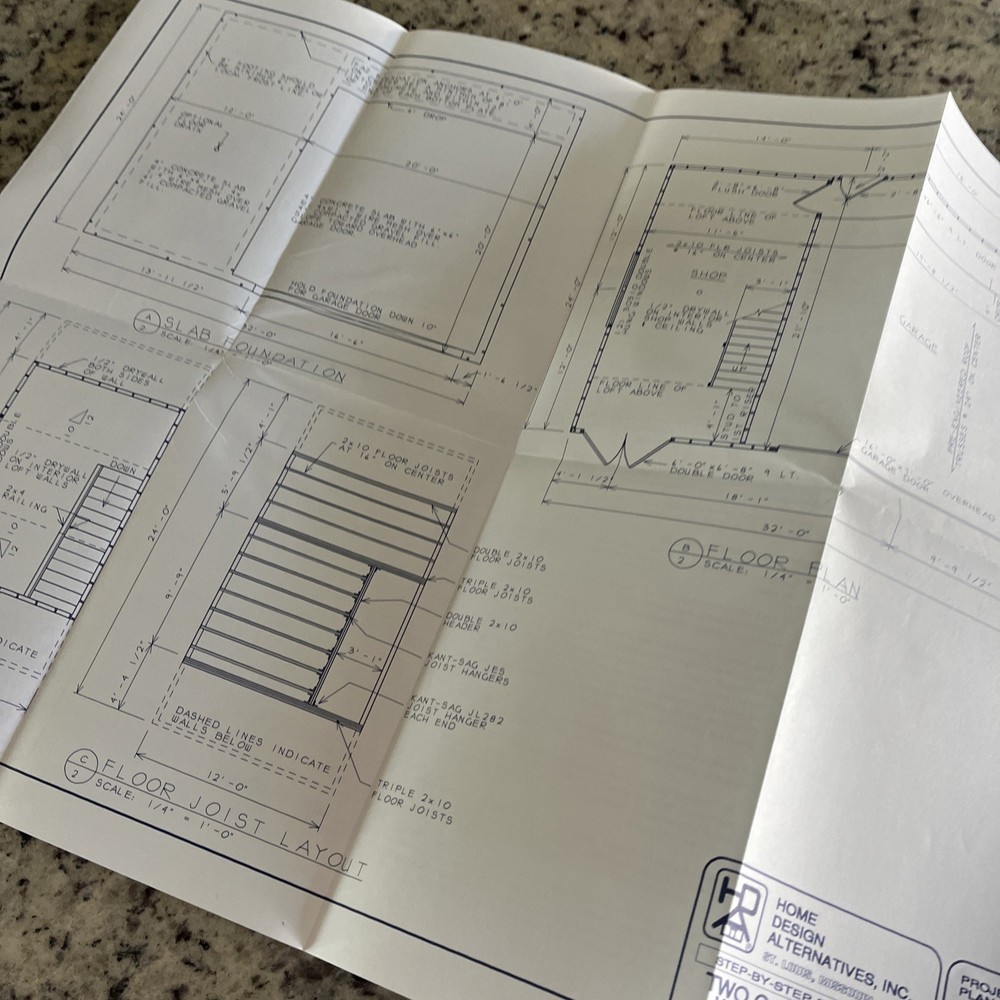 1995 2 Car Storage Garage Blueprint Pkg Complete Instructions Material List Plan