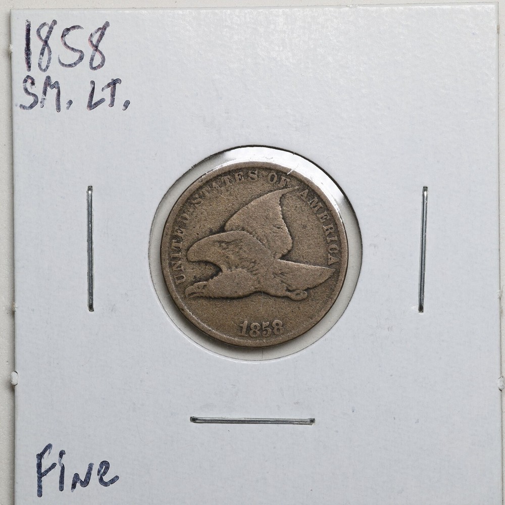 1858 Small Letters 1C Flying Eagle Cent in Fine Condition #07112