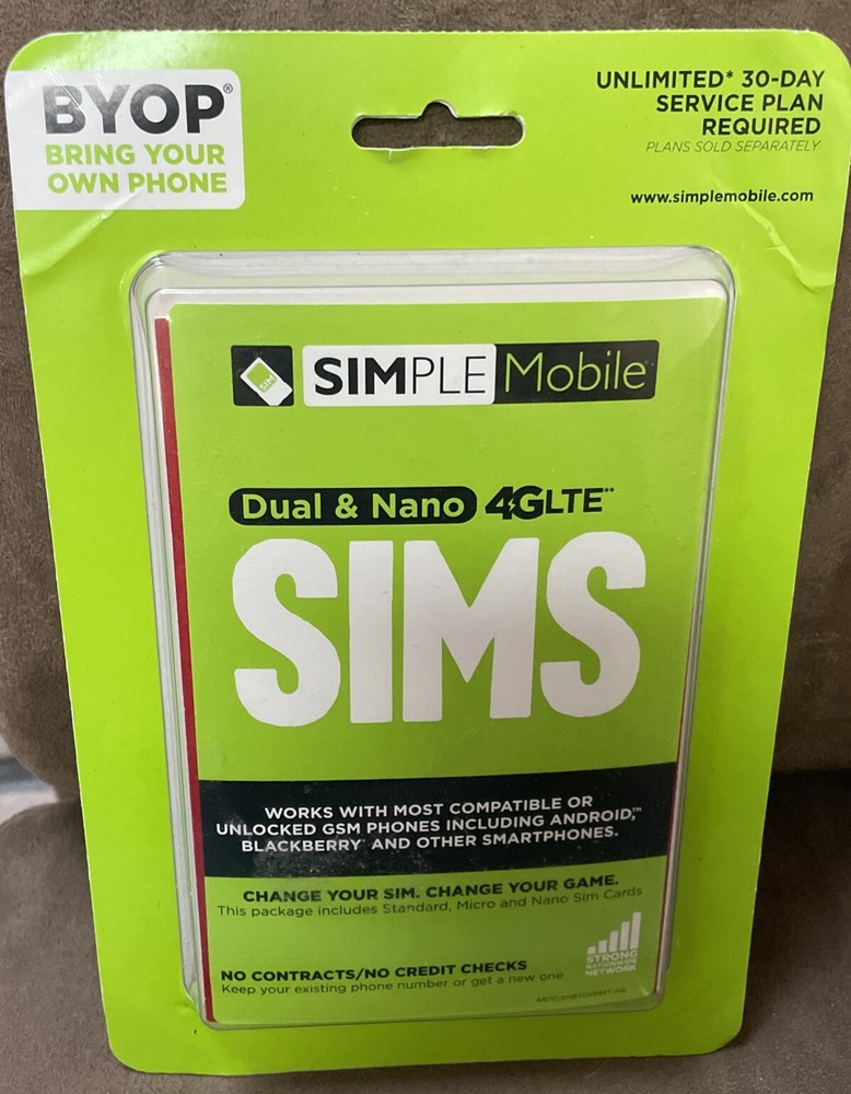 SIMPLE MOBILE DUAL & NANO 4GLTE SIMS