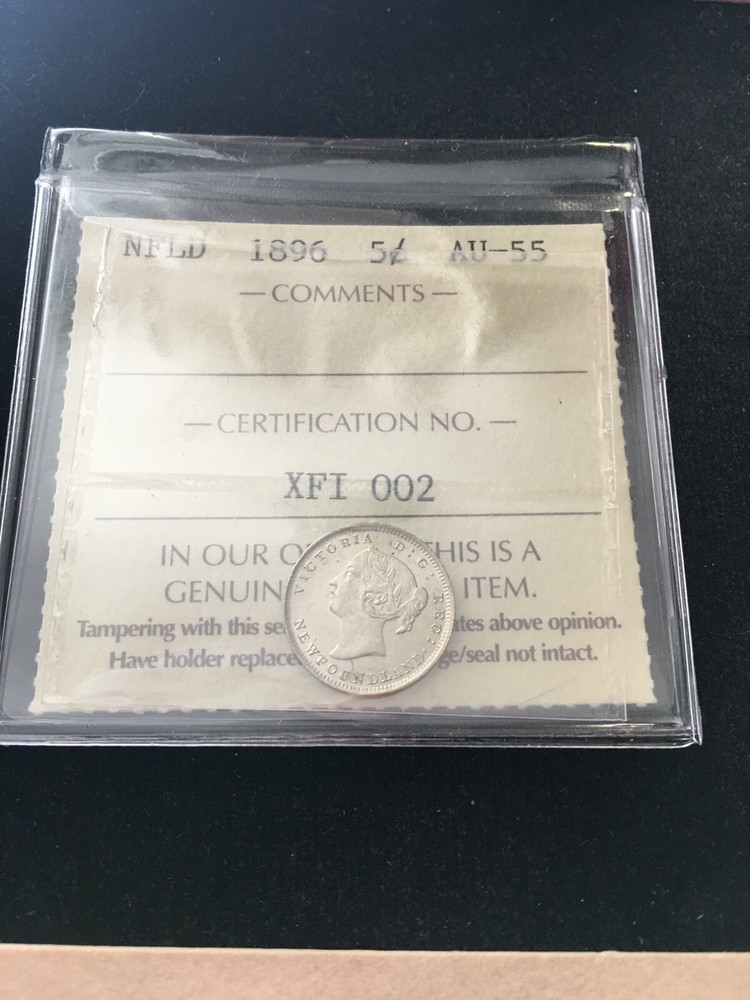 1896  ICCS Graded Newfoundland, ¢5 Cent, **AU-55**