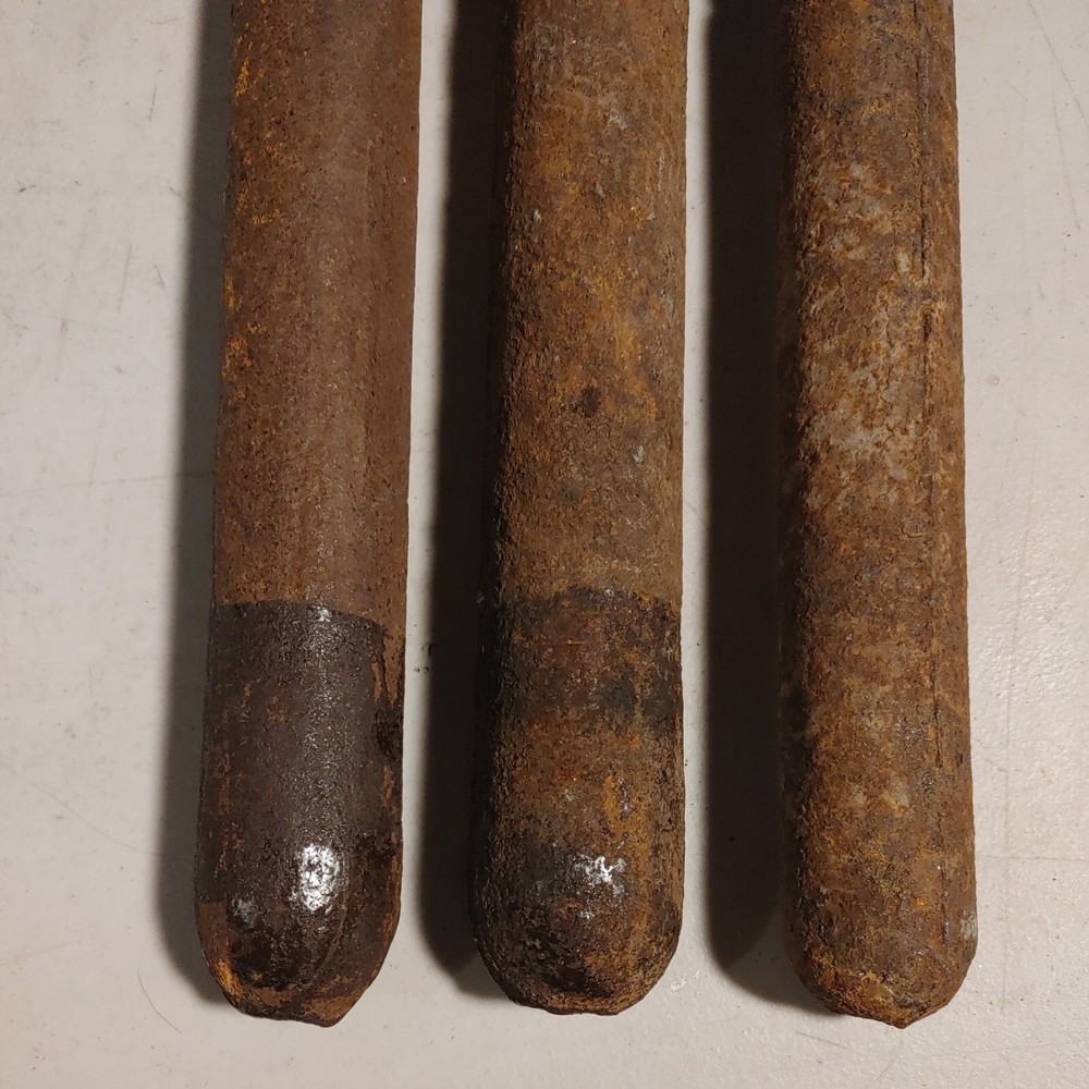 3 antique Cast Iron Window Sash Weights between 4 and 5 lbs Each
