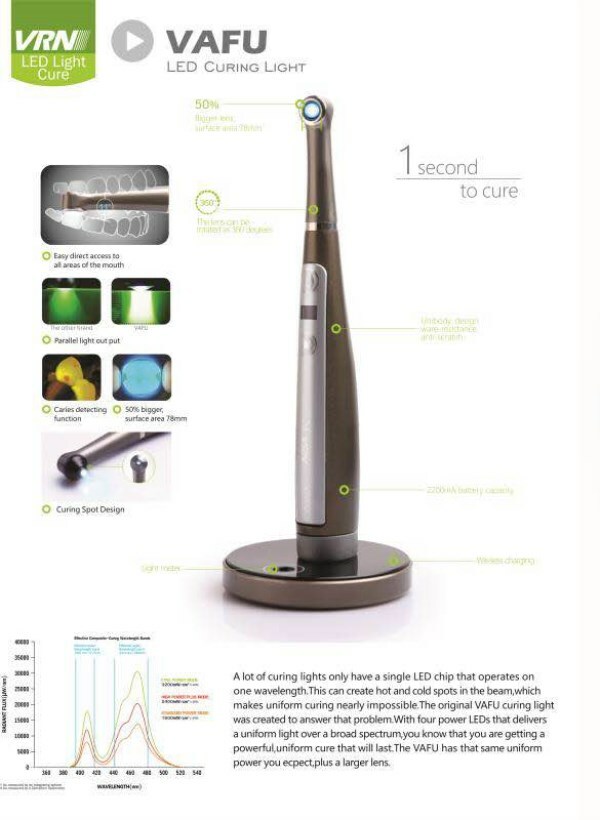 Dental Wireless LED Curing Light 1 Sec Curing 3200mW/cm² with 4 Powerful LEDs US