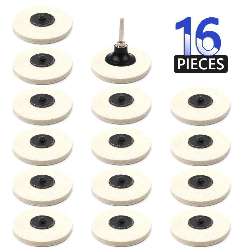 16PC 3" Quick Change Felt Buffing Disc Roll Lock Type R Compressed Wool Wheel