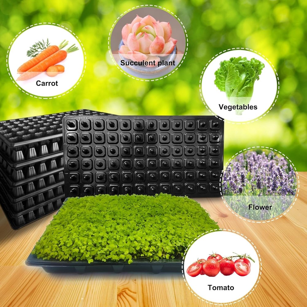 72 Cell Seed Starter Trays with Dibber – 20 Pack Reusable Seedling Trays for ...