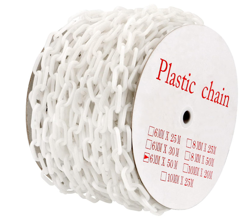 164Ft White Plastic Chain Links Crowd Control Barrier Lightweight Decor Line