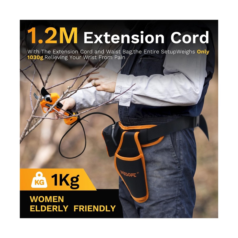 SWANSOFT Electric Pruning Shears, 45mm 1.77'' Cutting Diameter Cordless Elect...