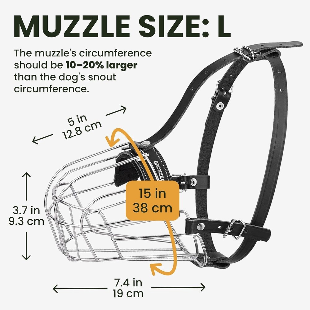 BRONZEDOG Wire Dog Muzzle German Shepherd for Medium Large Dog Adjustable Basket