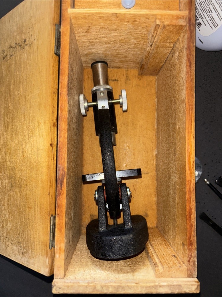 Vintage Stellar 3-turrets Microscope Original Box with Specimens