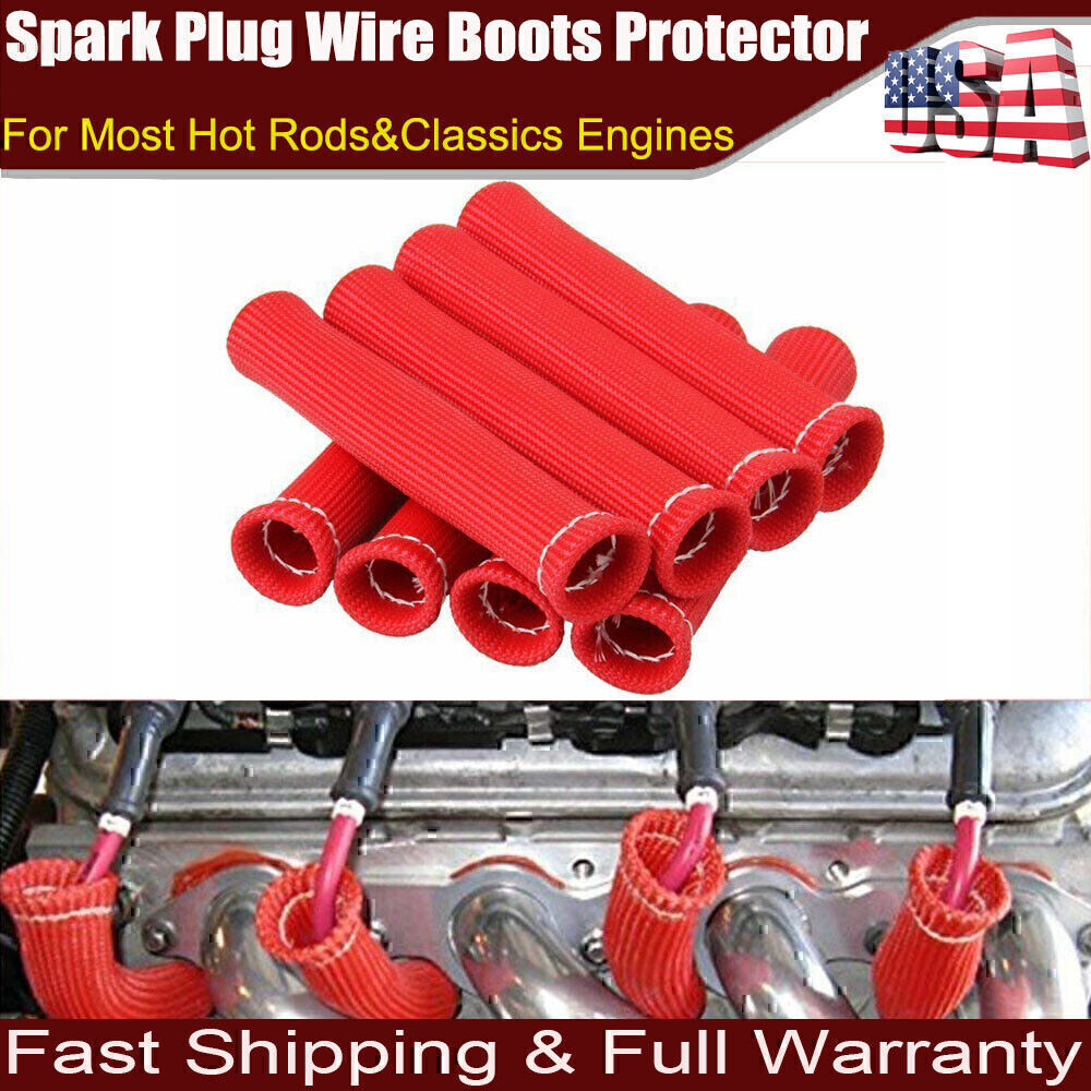 8PACK 2500° Spark Plug Wire Boots Protector Sleeve Heat Shield Cover For LS1/LS2