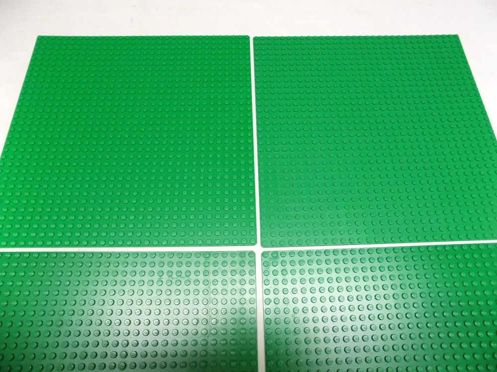 Lego 4 pc Dark Green Base Plate Lot 3811 {WASHED}